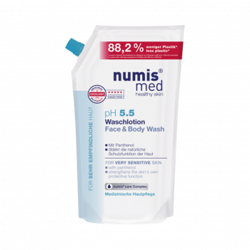 Numis Med pH 5.5 Waschlotion Face und Body Wash Very Sensitive, Nachfuellbeutel, 500g